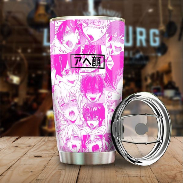 Ahegao Yaoi Tumbler Cup Custom Pink Car Interior Accessories