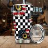 American Flag Sunflower Tumbler Stainless Steel Checkerboard