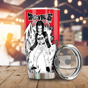 Android 17 Tumbler Cup Custom Dragon Ball Anime Car Accessories Manga Style For Fans