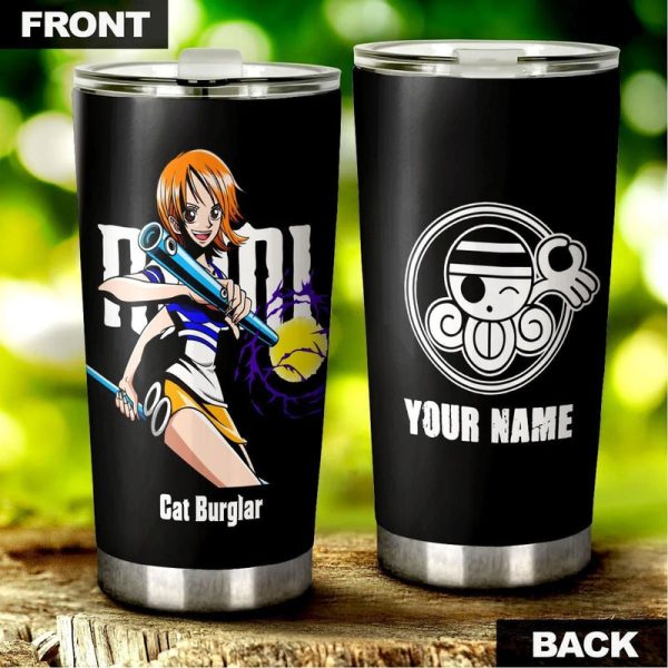 Anime One Piece Nami Personalized Tumbler Cup Custom Name Car Accessories