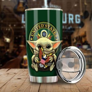 Baby Yoda U.S Army Tumbler Cup Stainless Steel