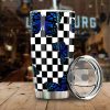 Blue Butterfly Checkerboard Tumbler Cup Custom