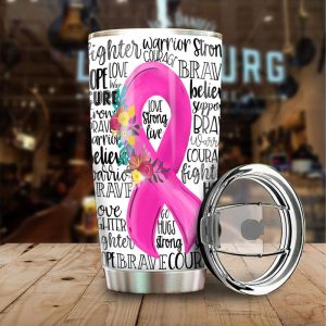 Breast Cancer Awareness Tumbler Cup Custom Pink Ribbon Car Accessories