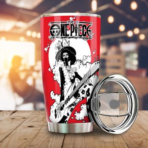 Brook Tumbler Cup Custom Manga Style One Piece Anime Car Accessories