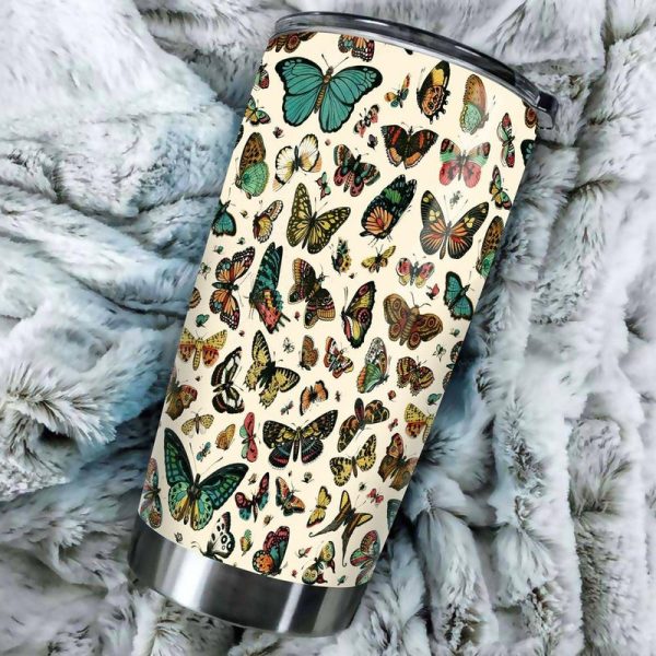 Butterfly Pattern Tumbler Stainless Steel