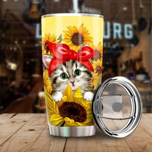 Cat Sunflower Custom Tumbler Stainless Steel