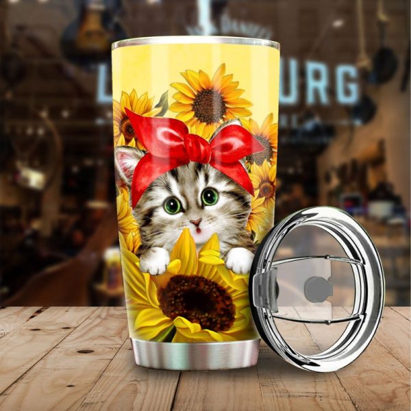 Cat Sunflower Custom Tumbler Stainless Steel