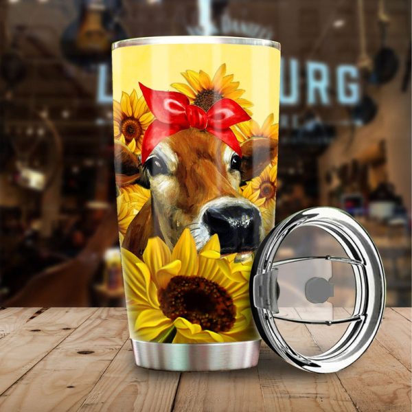 Cow Sunflower Custom Tumbler Stainless Steel