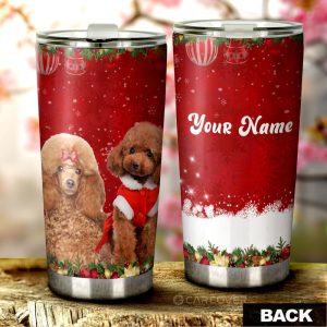 Cute Couple Poodles Tumbler Cup Custom Animal Car Accessories Christmas