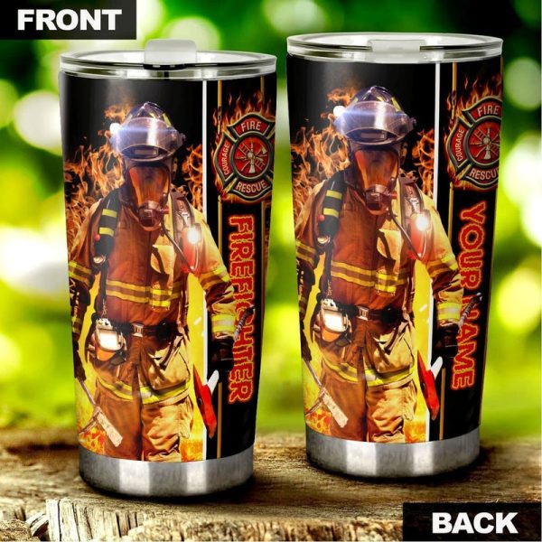 Firefighter Personalized Tumbler Stainless Steel Vacuum Insulated 20oz