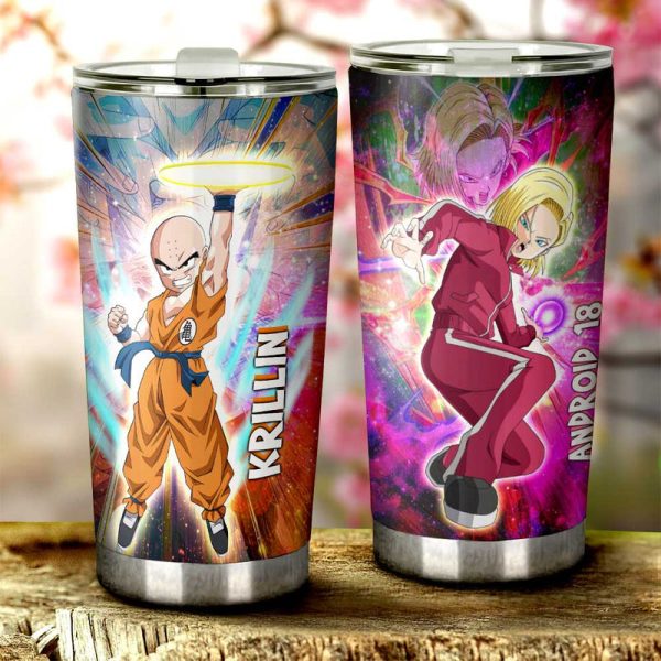 Krillin And Android 18 Tumbler Cup Custom Car Accessories