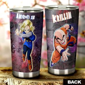 Krillin And Android 18 Tumbler Cup Custom Car Accessories Galaxy Style