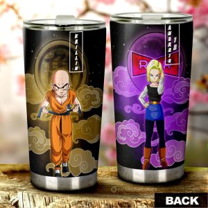 Krillin And Android 18 Tumbler Cup Custom Dragon Ball Anime Car Accessories