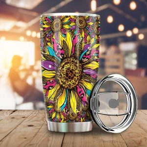 Leopard Sunflower Tumbler Cup Custom Car Accessories