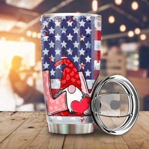 Love Gnome Tumbler Cup Custom American Flag Car Accessories