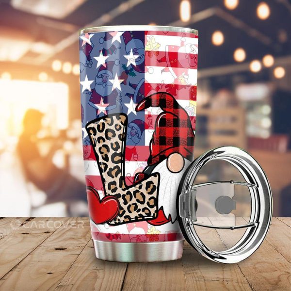 Love Gnome Tumbler Cup Custom US Flag Car Accessoriess