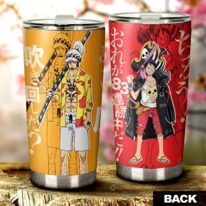 Luffy And Law Tumbler Cup Custom One Piece Red Anime Car Interior Accessories