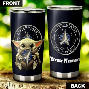 Personalized Military US Space Force Tumbler Cup Custom Name Car Accessories