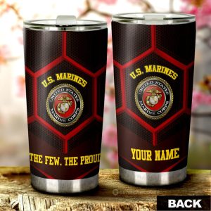 Personalized U.S. Marine Corps Tumbler Cup Customized Name US Military Car Accessories