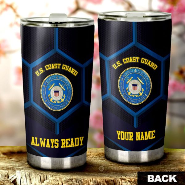 Personalzied U.S. Coast Guard Tumbler Cup Customized Name US Military Car Accessories