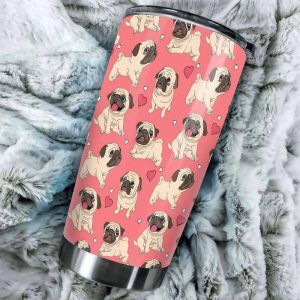 Pug in Pink Tumbler Stainless Steel Vacuum Insulated 20oz