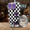 Purple Butterfly Tumbler Stainless Steel Custom Checkerboard Pattern