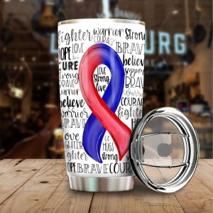 Red and Blue Ribbon CHD Awareness Tumbler Cup Custom Stainless Steel