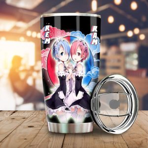 Rem And Ram Tumbler Cup Custom Re:Zero Anime Car Accessoriess