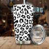 Snow Leopard Skin Tumbler Cup Custom Stainless Steel Car Accessories