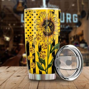 Sunflower Paws Tumbler Cup Stainless Steel Custom For Dog Lovers