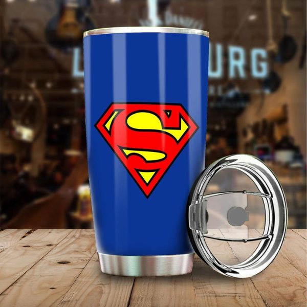 Superman Logo In Blue Tumbler Cup Stainless Steel