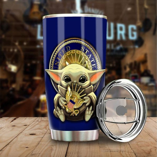 USN Tumbler Cup Baby Yoda U.S Navy Stainless Steel