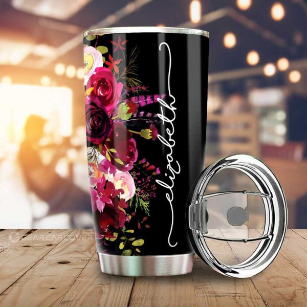 Watercolor Flowers Tumbler Cup Custom Personalized Name Car Interior Accessories