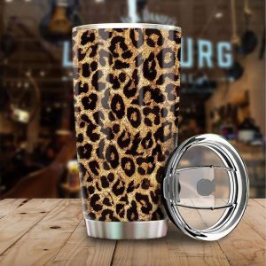 Wild Cheetah Skin Print Tumbler Cup Custom Brown Stainless Steel