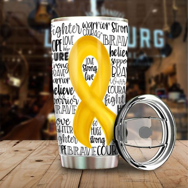 Yellow Breast Cancer Awareness Tumbler Stainless Steel