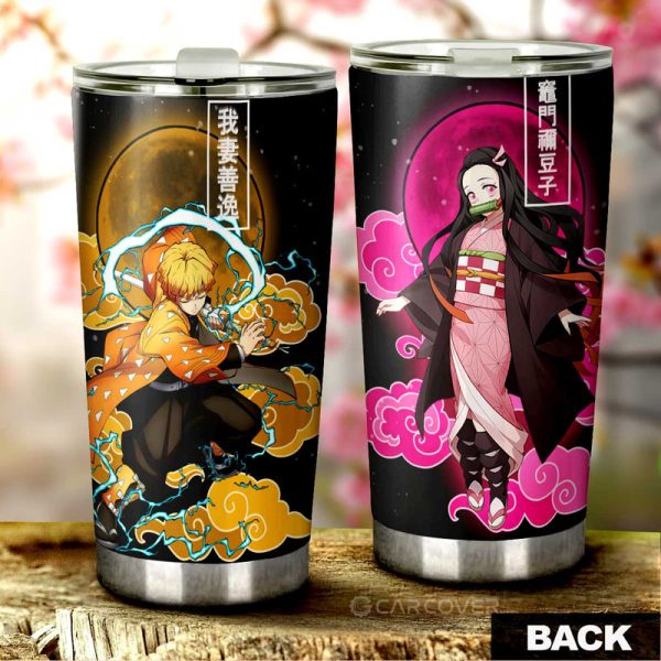 Zenitsu And Nezuko Tumbler Cup Custom Anime Demon Slayer Car Accessories